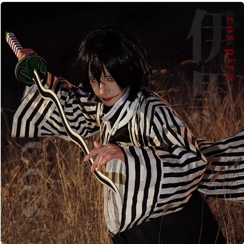 Anime Demon Slayer Kimetsu No Yaiba Iguro Obanai Haori Kimono Cosplay Costume Wig Snake Props White 