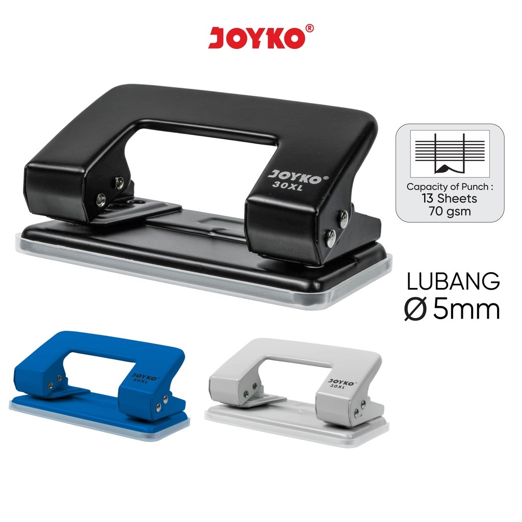 Joyko Punch Pembolong Kertas 30XL – 2 Hole Paper Punch dengan Lock, Kapasitas 13 Lembar