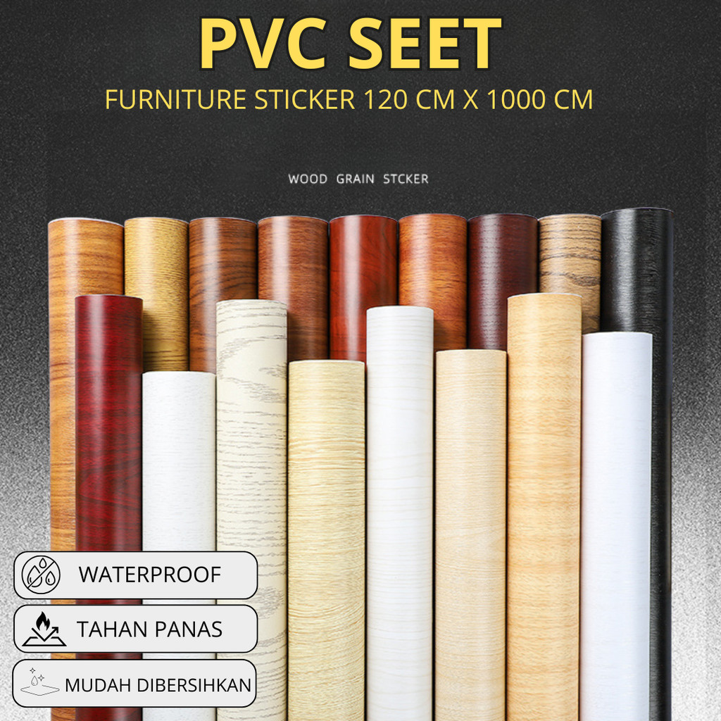 Stiker Kayu PVC Sheet Sticker Pelapis Furniture 1,2M X 10M Wall Sticker Motif Taco Sheet