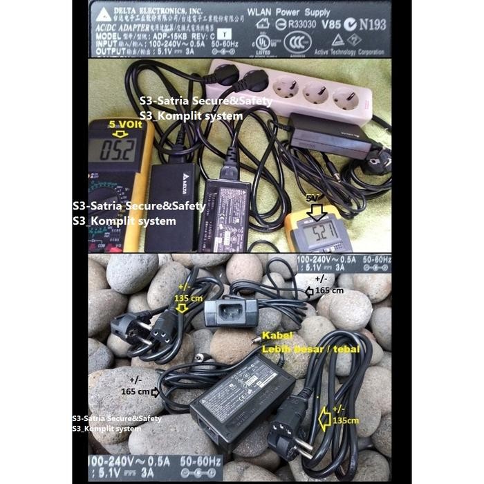 POWER SUPPLY ADAPTOR 5V 3A 5volt 3ampere 5 v volt 3 amper ampere electronic Parts Komponen Elektroni