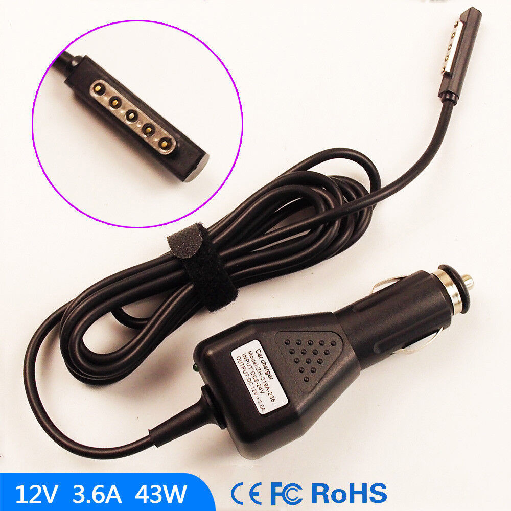 12V 3.6A Car Power Adapter Cable Tab arger For Surface Pro 1 Pro 2 10.6 For Surface Windows 8 Tablet