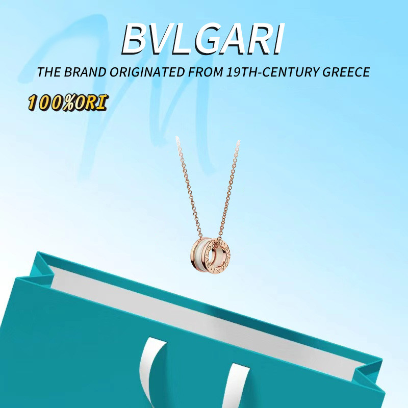 [100% Оriginal]BVLGARI B.ZERO1 series three-ring 18k gold necklace, unisex couple style rose gold