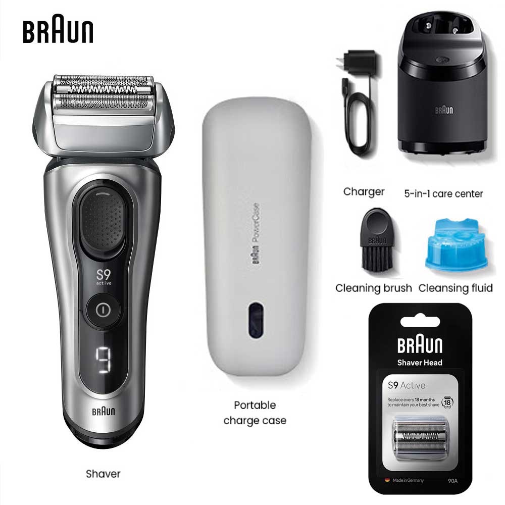 Braun Electric Shaver S9 Active 9077Cc 60 Minutes Battery Life Dry Wet Shaving Floating Shaver Head 