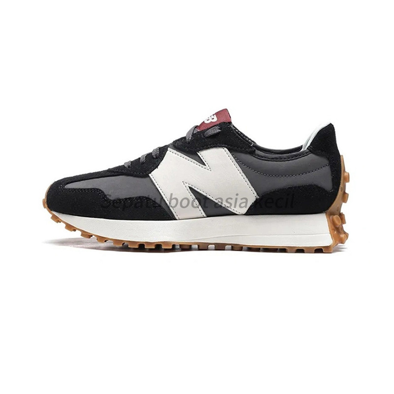 NB 327 Fashionable and comfortable suede fabric low-top casual running shoes, unisex black and gray