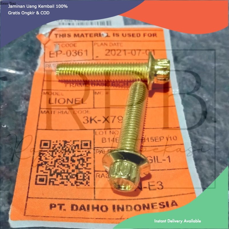 BAUT BROBOLT M7 BAUT 11 PANJANG 3cm ORIGINAL THAILAND