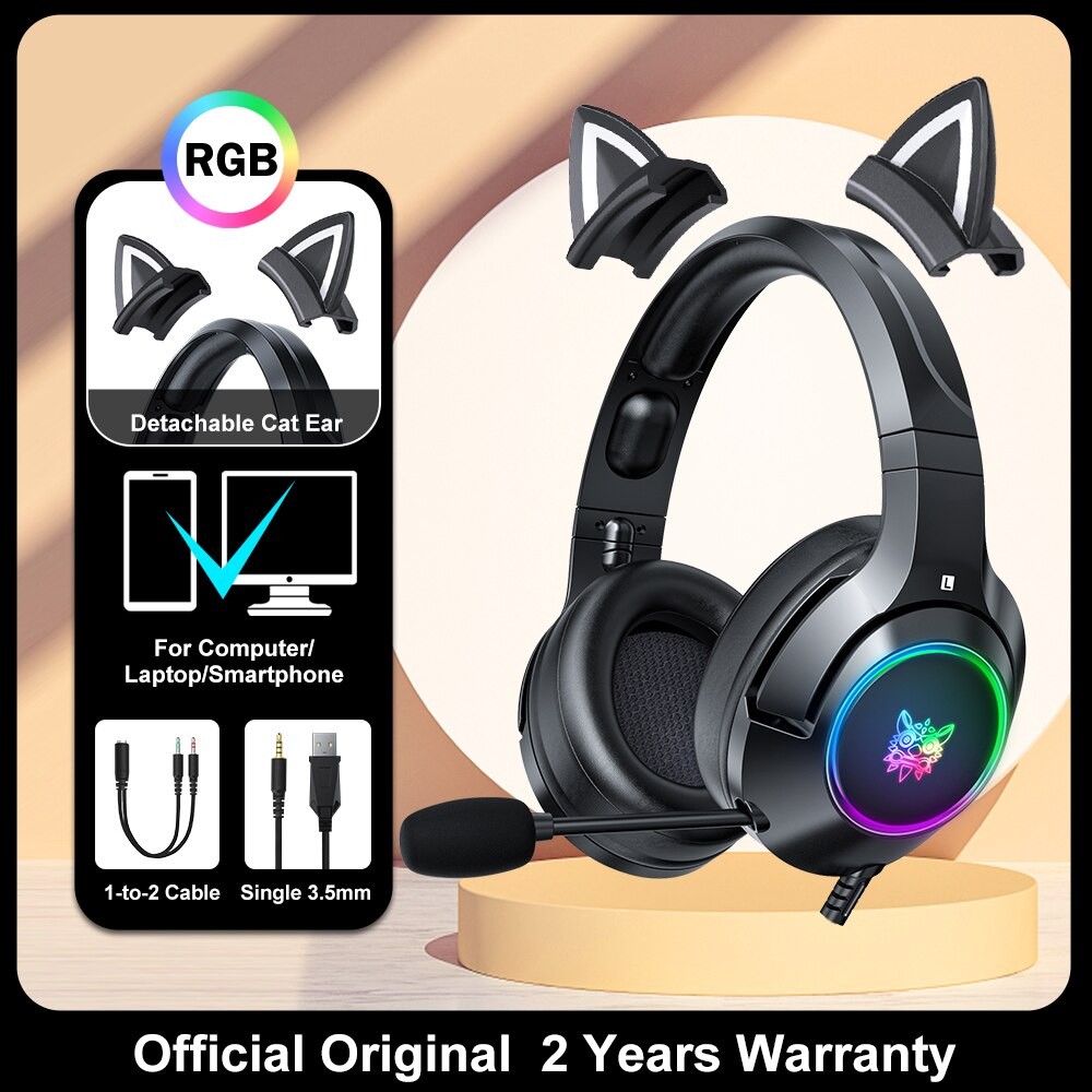 ONIKUMA K9 Wired Headphones with RGB Light Flexible HD Mic 3.5mm Gaming Headset Computer Earphones f