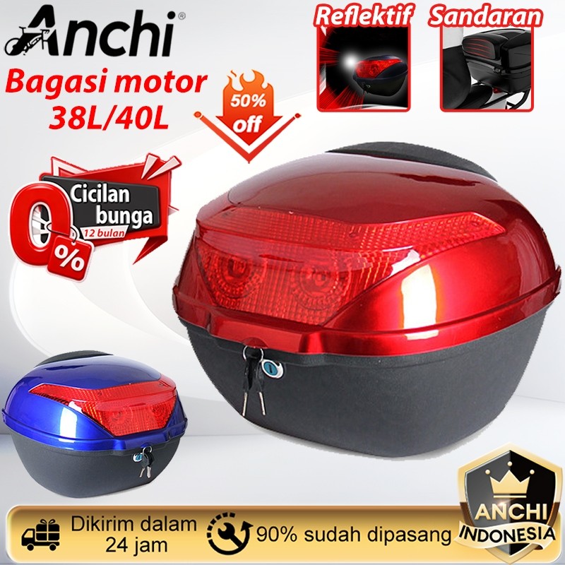RIDEZONE ANCHI Bagasi sepeda motor 36L/40L Bagasi sepeda motor large capacity keranjang motor belaka