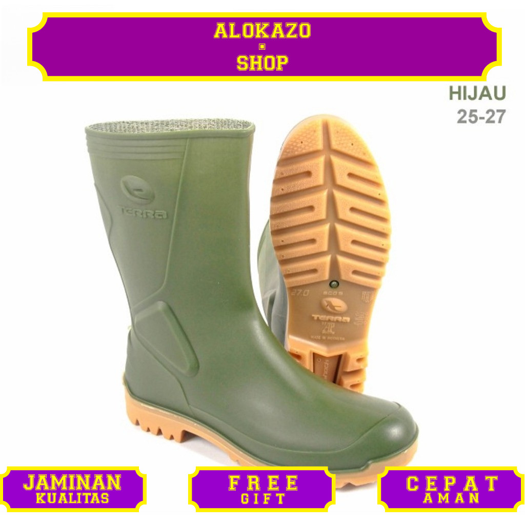 AP Boots Terra ECO 5 Pendek Hijau Size 25-27 (37-42) Sepatu Boots Karet Pendek merk AP Boots Sepatu 