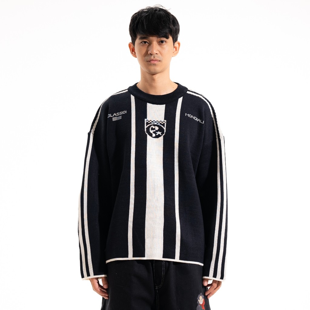 BACE.SHOP Figco - Jersey Knitted Boxy Knitwear Sweatshirt Classici Football Mondiali Black