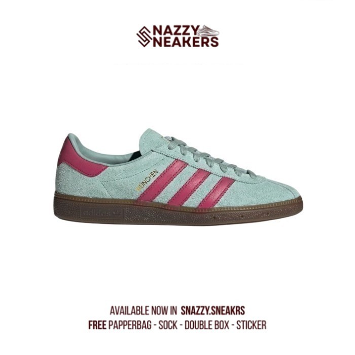 Sepatu Adidas Munchen Hazy Tosca Pink Sneakers Original unisex