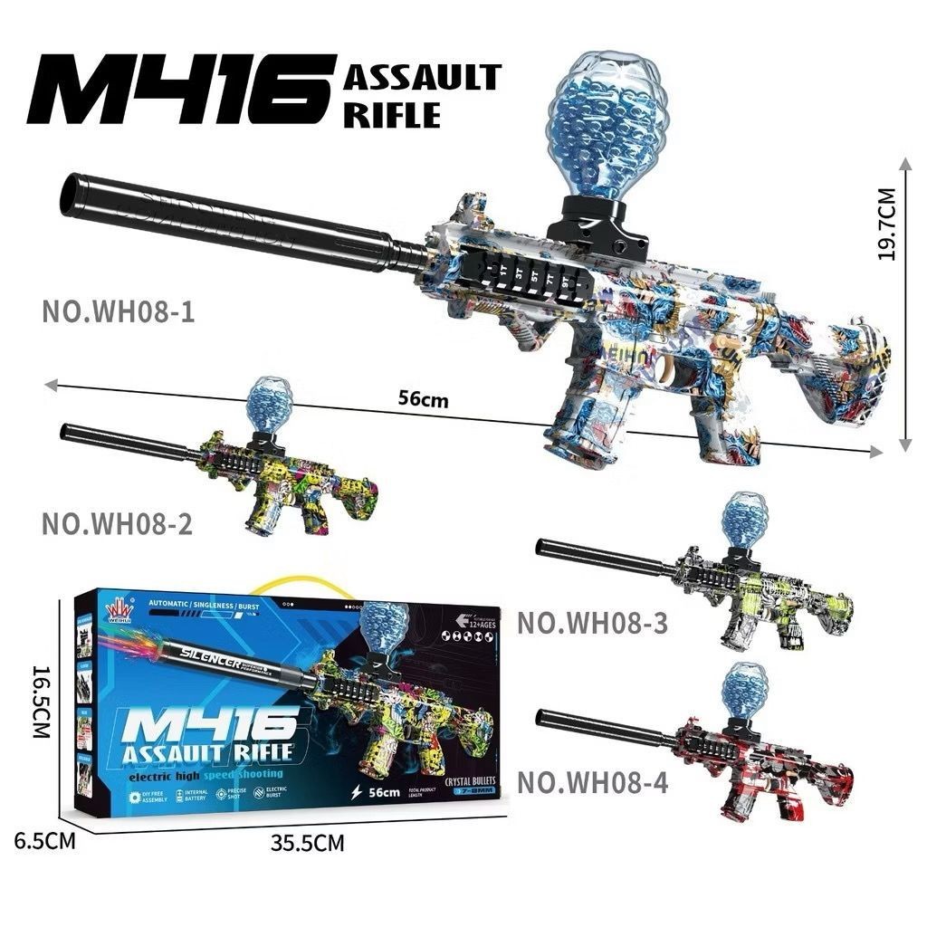 MEMELASHOP Mainan Water Gel Tembakan M416 ASSAULT RIFLE ELECTRIC 56 Cm Seru Otomatis / Mainan Anak T