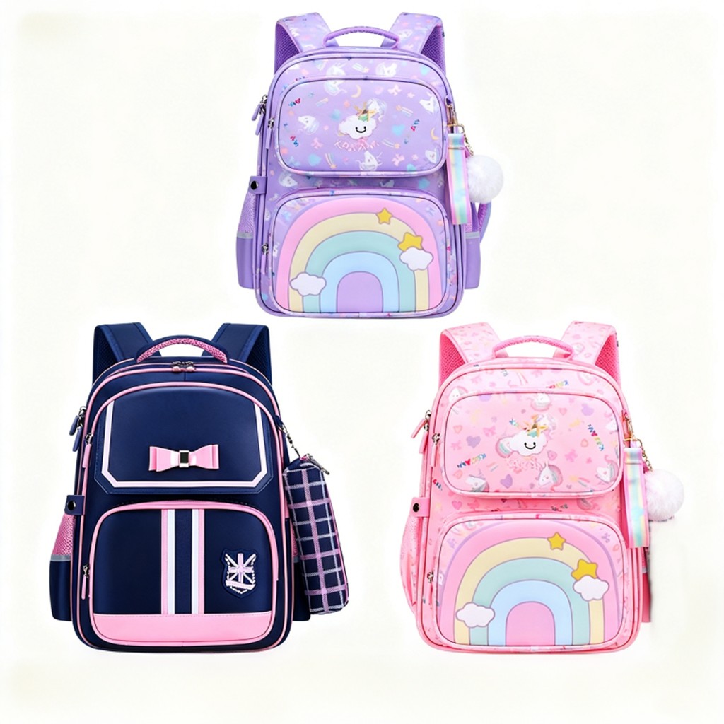 Sekolah Anak Waterproof Rainbow Tas Ransel Pink All Perempuan Glitter Menggemaskan Tas