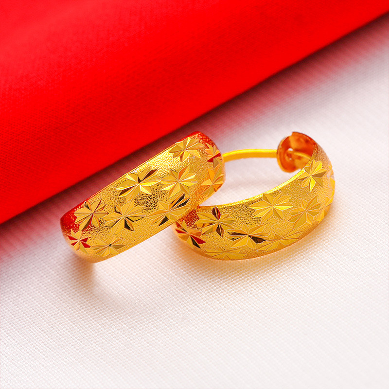 Anting gipsi berlapis emas Vietnam pasir emas Euro perhiasan emas pasir anting emas imitasi wanita a