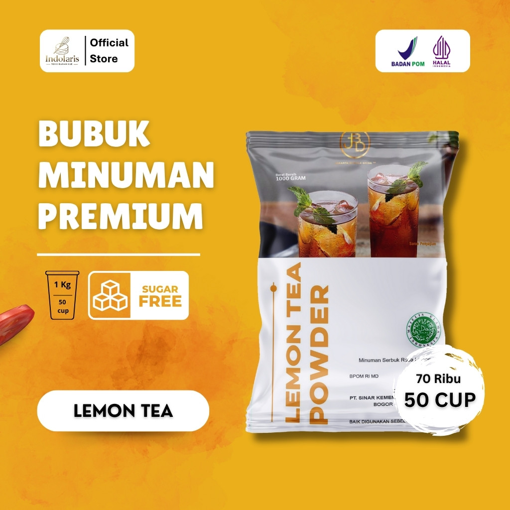 Bubuk Minuman INDOLARIS Plain TANPA GULA rasa LEMON TEA JBD Premium | BPOM&HALAL