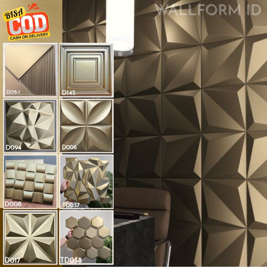 WALLFORM - Gold dan Rustic 50cm, 3D Wall Panel Wallpanel PVC