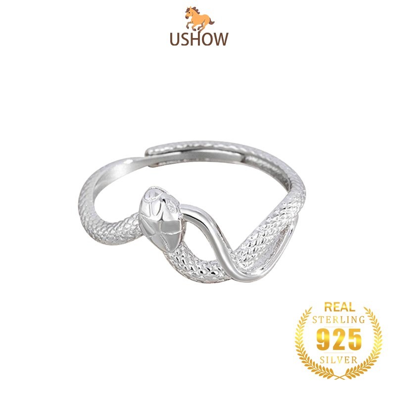 USHOW Cincin Perak S925 Pria Dan Wanita Fashion Kepribadian