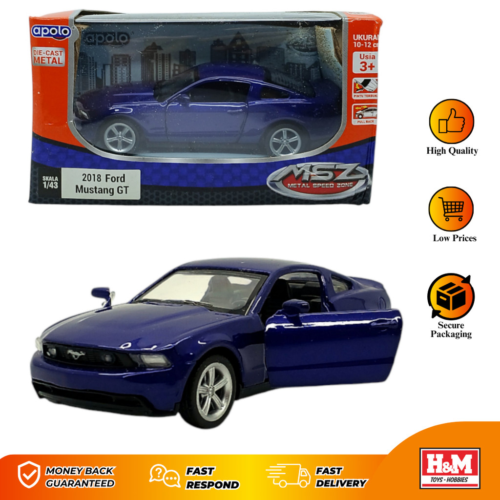 Diecast Apolo MSZ 2018 Ford Mustang GT Biru - Box Kurang Bagus
