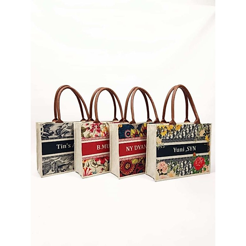 Tas Canvas printing custom nama TOTEBAG CANVAS printing motif  Custom nama UK 33*12*25