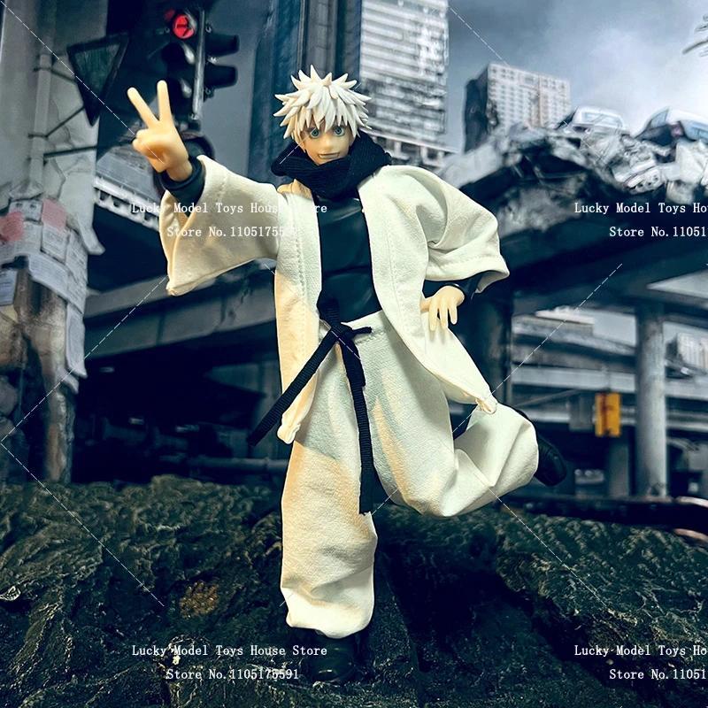 1/12 Gojo Satoru Soldier Black Scarf White Coat Bloomers Combat Clothes Set Toys Accessory For 6" Sh
