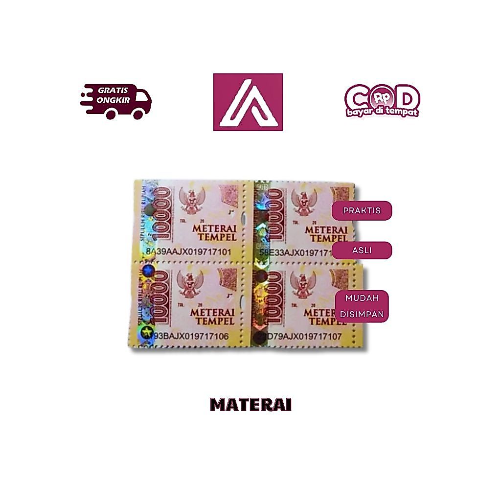 MATERAI 10.000 ASLI POS INDONESIA 1 PCS MATERAI TEMPEL 10RB