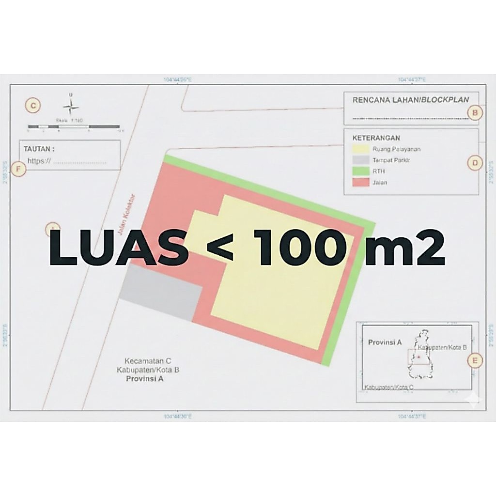 Jasa Gambar Peta Rencana Induk Kawasan (RIK) Perizinan OSS RBA. Luas Kurang dari 100 m2