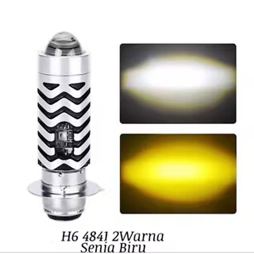 lampu led utama bebek h6 laser plus lampu kota biru, led h6 metic warna putih putih,putih kuning dop