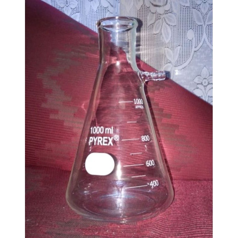 FILTERING FLASK / ERLENMEYER PIPA SAMPING 1000 ML PYREX     Berkualitas