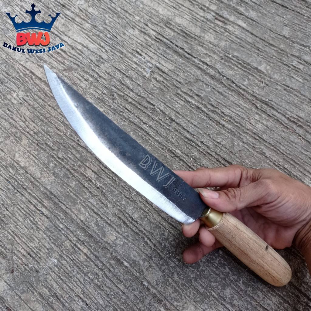 Pisau Dapur Baja Asli Original Super Tajam - Pisau Badik Untuk Seset Sisit Kulit Sapi - Pisau Lancip