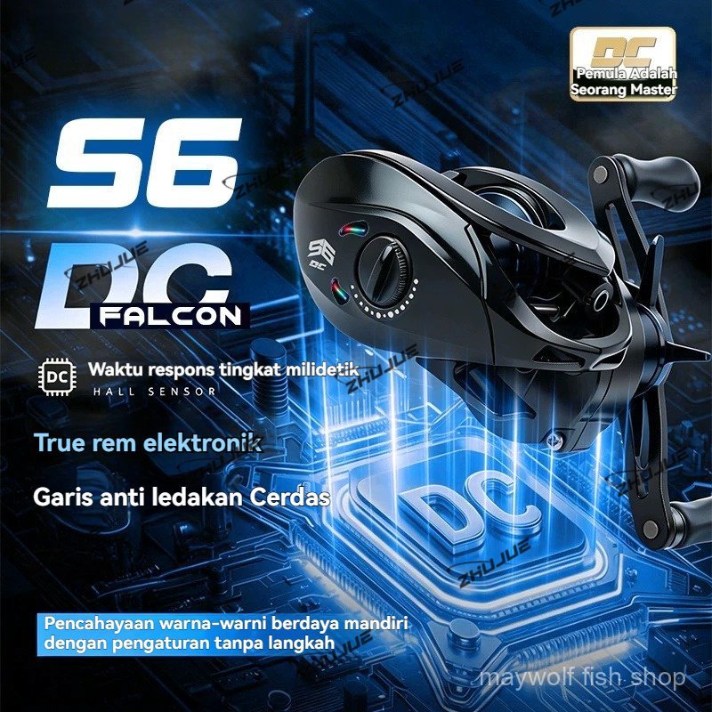 Reel Casting BC Sistem Pengereman Elektronik DC, Rasio Gigi 7.0:1, 5+1 Bantalan, Max Drag 5kg, Rangk