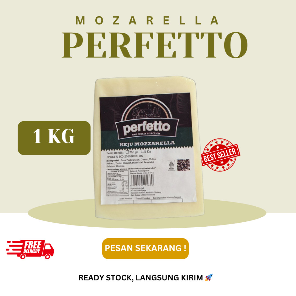 

Keju Mozarella Perfetto 1 kg / Mozzarella Cheese 1000 gr