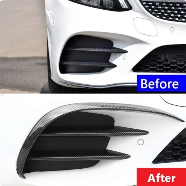 Fog Trim Bumper Strip Carbon Grille Cover Mercy W205 Mercedes C200