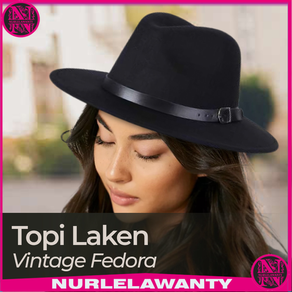 

- JIANGXIHUITIAN Topi Fedora Panama Laken Hat Jazz Classic Vintage - FS-219 -