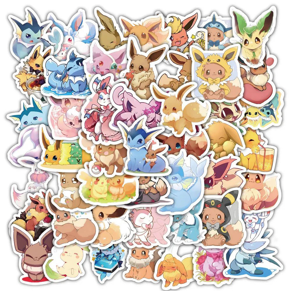 

10/30/60pcs Cute Cartoon Anime Stickers Pokemon Eevee Graffiti Decals Laptop Motorcycle Scrapbook Phone Waterproof Sticker Toy