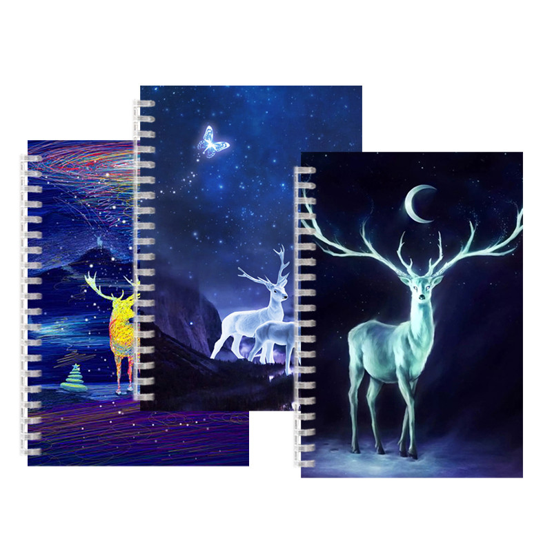 

A5 Spiral Binder Reusable Notebook Pattern Animal Deer Head Elk Illustrations Sketchbook Blank DOT Notepad Diary Travel Journal