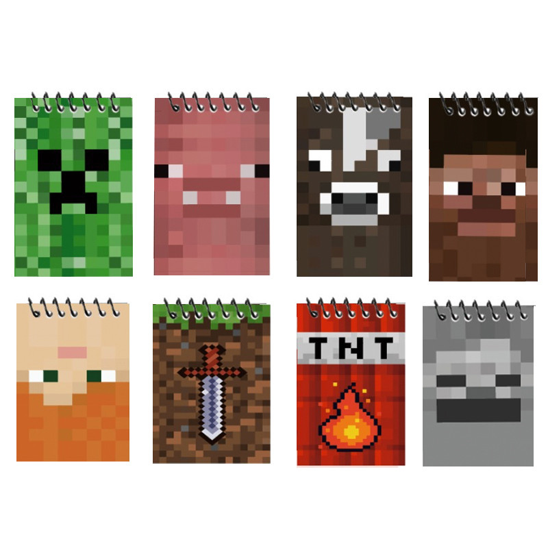 

8pcs The Pixel Style Mini Notebook Wire Bind Spiral Portable Small Book 20 Pages Gift for Kids