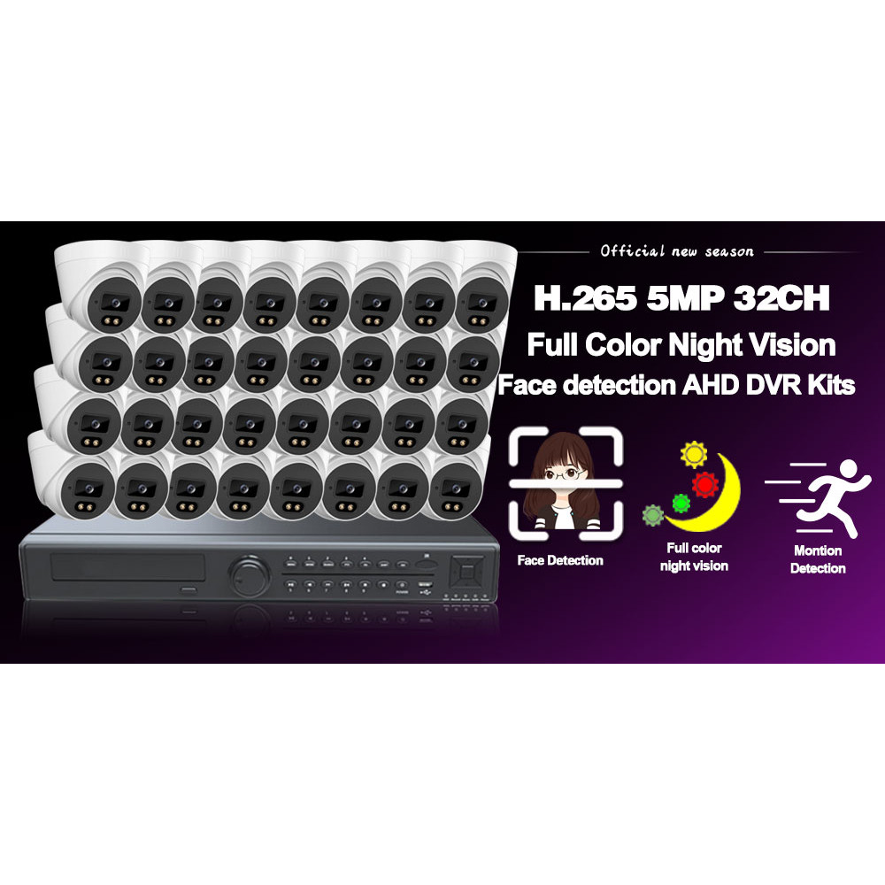 AHD CCTV Camera Security System Kit Dome 5MP 32CH DVR NVR Set Full Color Nigh Vision BNC Camera Vide