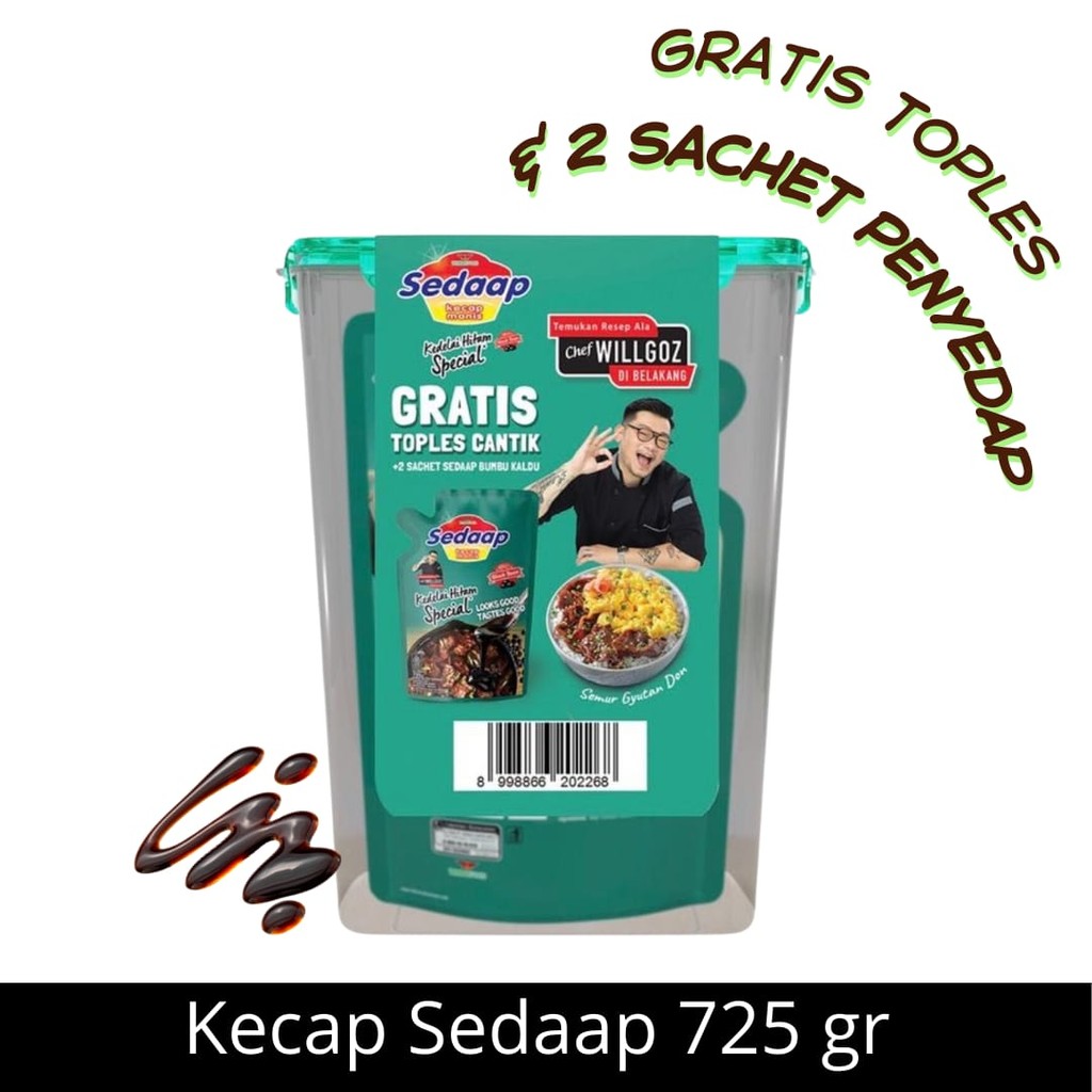 

Sedaap Kecap Manis Jumbo 725 gr Gratis Toples Cantik & 2 Sachet Penyedap Original