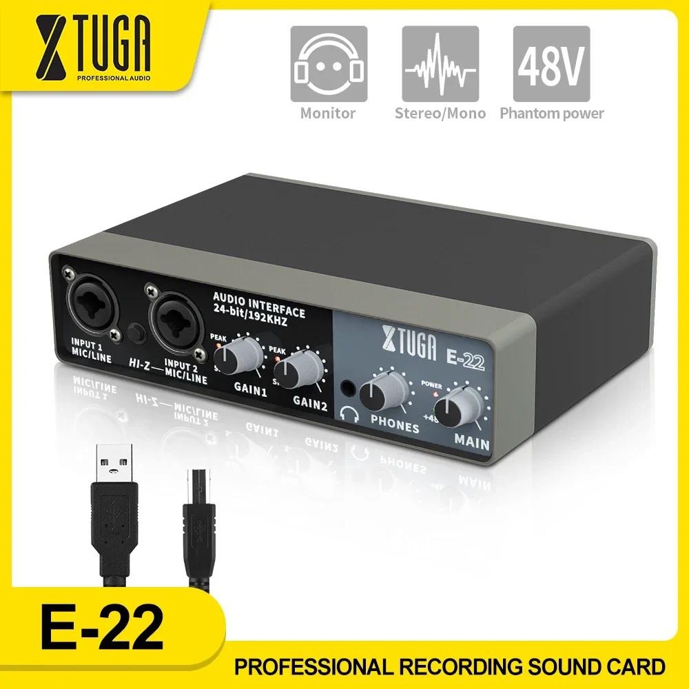 XTUGA E22 Professional Sound Card Mixer Audio Interface Sound Card with Zero Delay Monitoring For Li