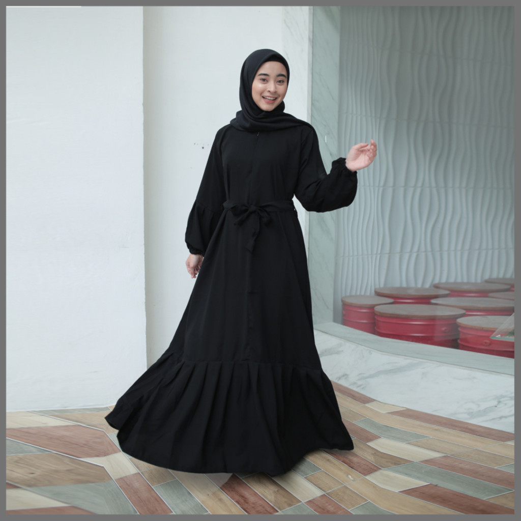 Exclusive Casual Abaya Hitam Polos Turkey Abaya Aqila Bahan JetBlack Lembut Arab Farisa Olshop NOQBA