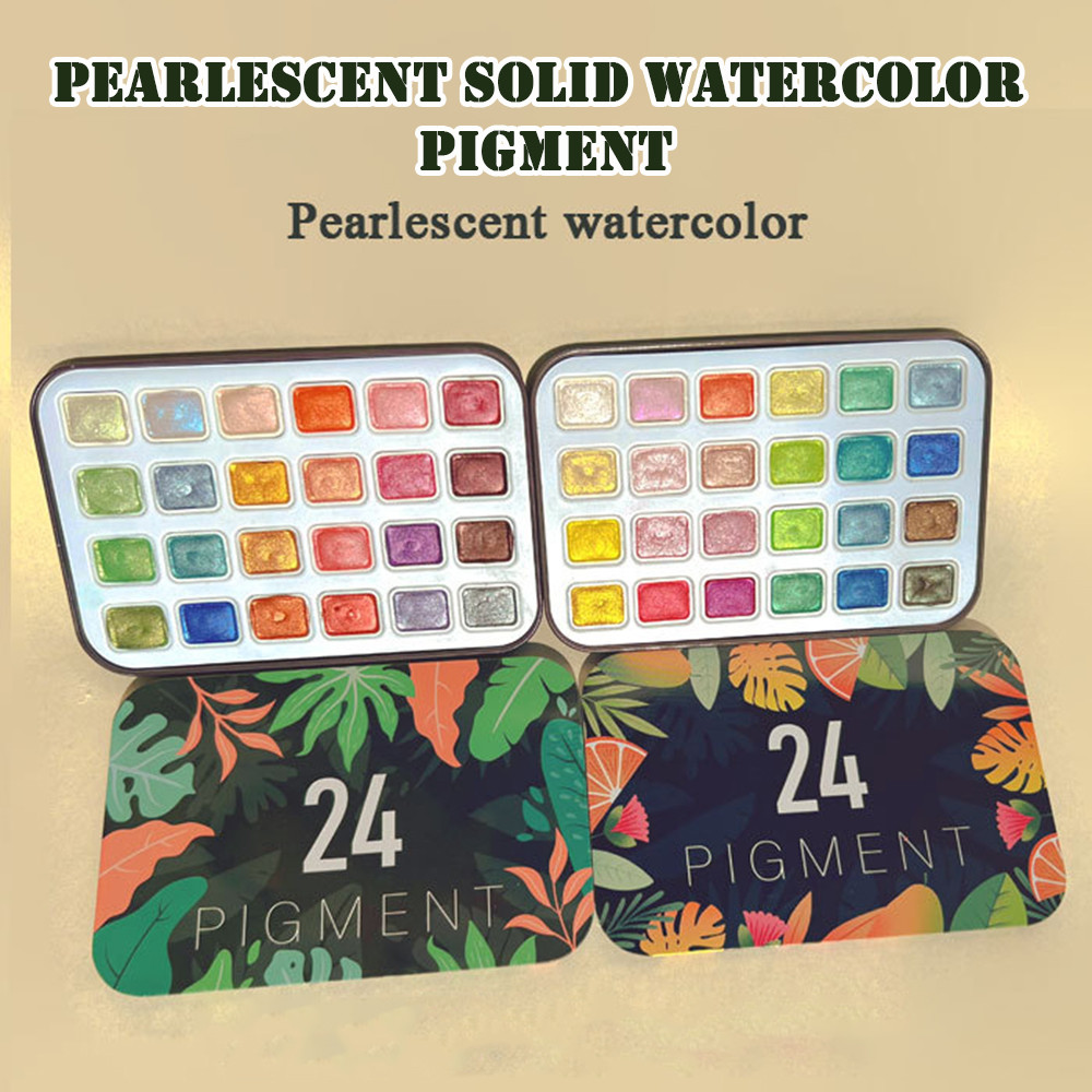 

24 colors Pearlescent Solid Watercolor Pigment Pearlescent Pigment Art Metallic Glitter Powder Flowers Decor Nail Pigment