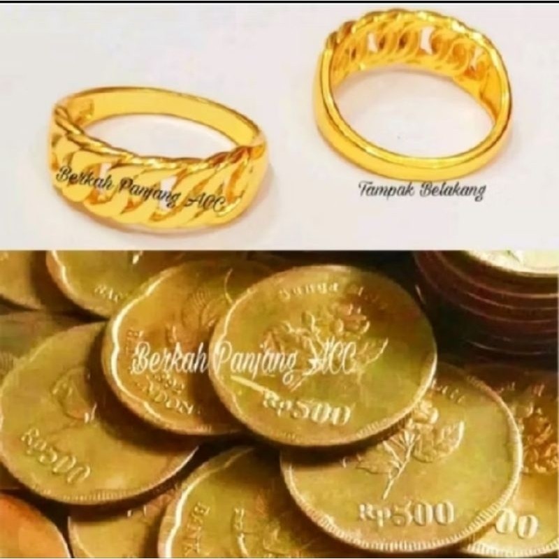 Cincin Lapis Logam Koin 500 Rupiah 1991-1992 Emas Tua Anti Karat Anti Luntur Terviral