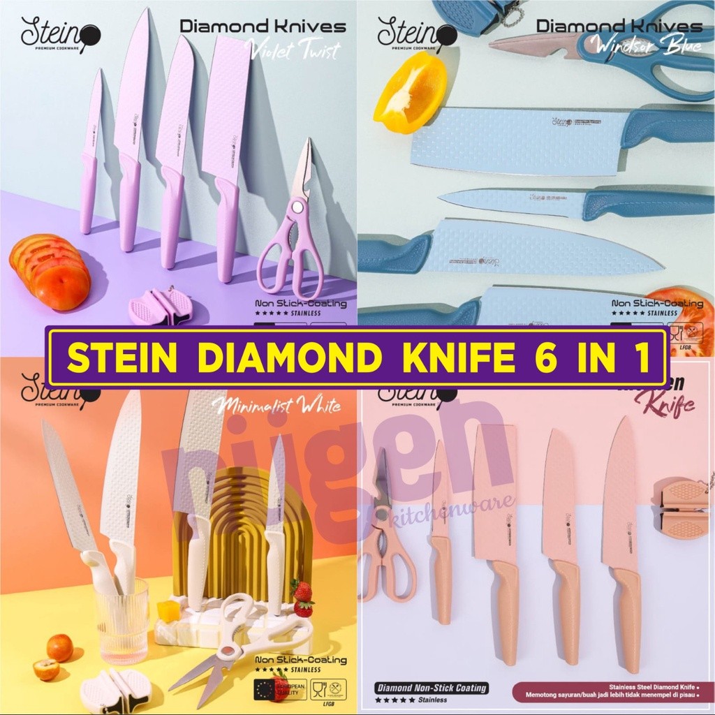 [CASHBACK 20RB + FREE BUBBLEWRAP] Steincookware Stein Pisau Diamond Knives Set 6 in 1 | Pisau Set Da