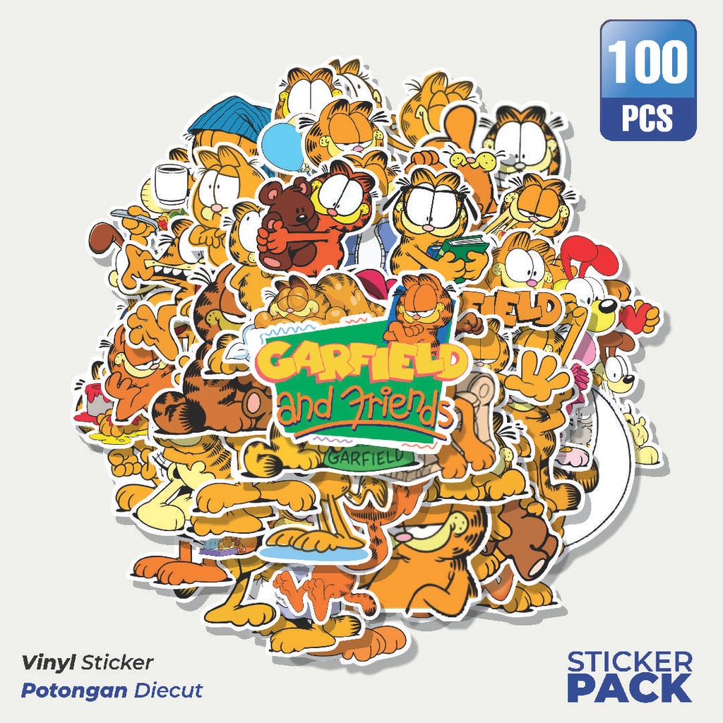 

MURAH 100 PCS Stiker Kartun Garfield Waterproof Aesthetic- Untuk Laptop, Motor, dan Helm - Paper Stationery Pack
