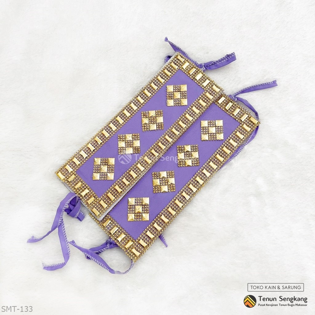 Sabuk Ikat Lengan Simak Simat Simatayya Aksesoris Baju Bodo Adat Bugis Makassar Ungu Lilac Gold - Te