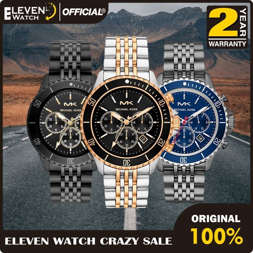 [Promo] Jam Tangan Pria MK MK-8725 MK-8727 MK-8750 MK-8872 Bayville Chronograph Stainless Steel Stra