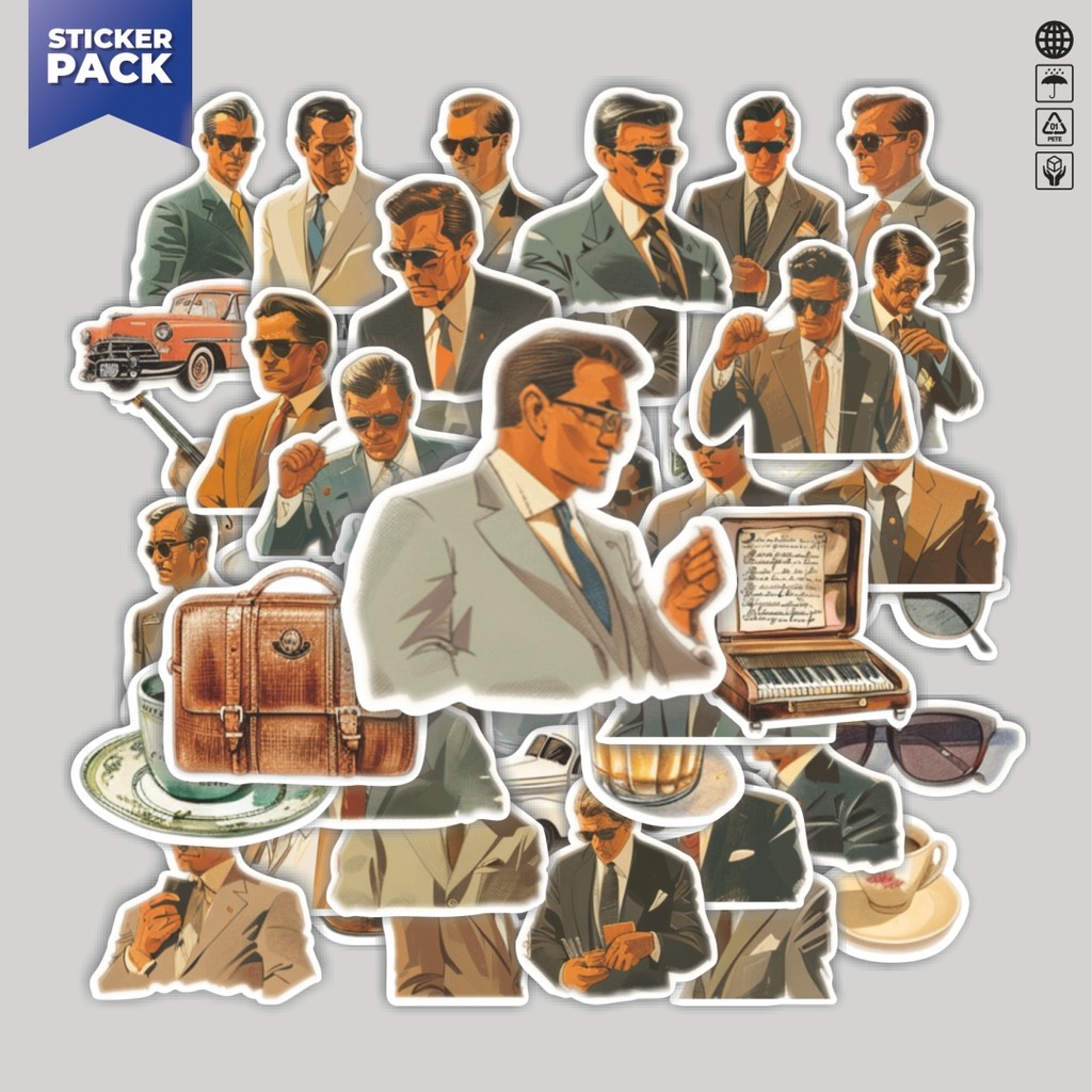

[100PCS]Stiker Pack Stiker Classical Gentleman [Pria Klasik]Aesthetic Vinyl Anti Air Dekorasi Sticker Laptop Buku Journal Koper Helm Casing HP Gitar Helm Skateboard