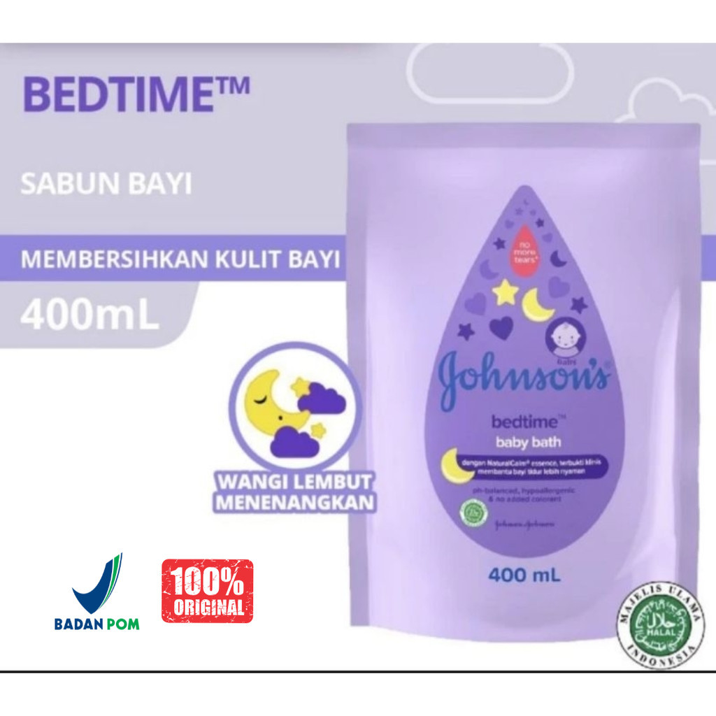 JOHNSON’S Bedtime Hair & Body Baby Bath Refill 400ml – Sabun Bayi 2in1 Shampoo & Sabun Mandi dengan 