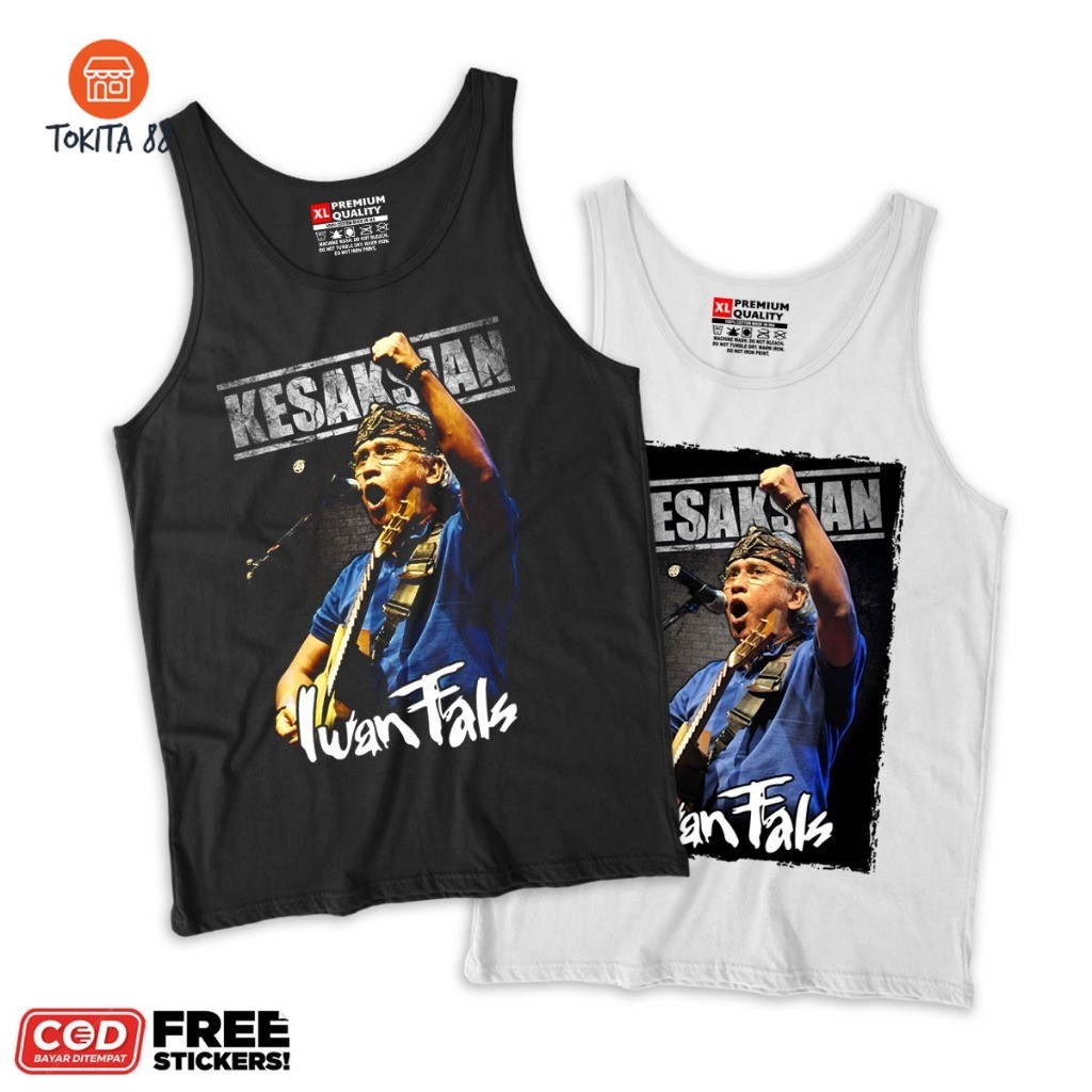 Lekbong Oblong Iwan Fals Kesaksian - kaos Lekbong Iwan fals bahan Katun - baju tanktop iwan fals - K