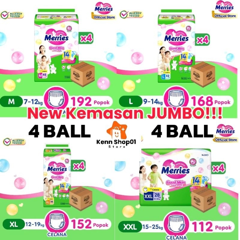 MERRIES PANTS JUMBO 1 KARTON 4 BALL M48 L42 XL38 XXL28 M50 L44 POPOK CELANA