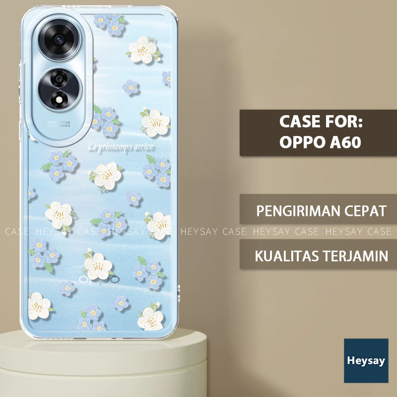 Bunga Case OPPO A60 terbaru Premium Casing hp OPPO A60 Aesthetic Soft case a 60 Pelangi Cewek Cowok 